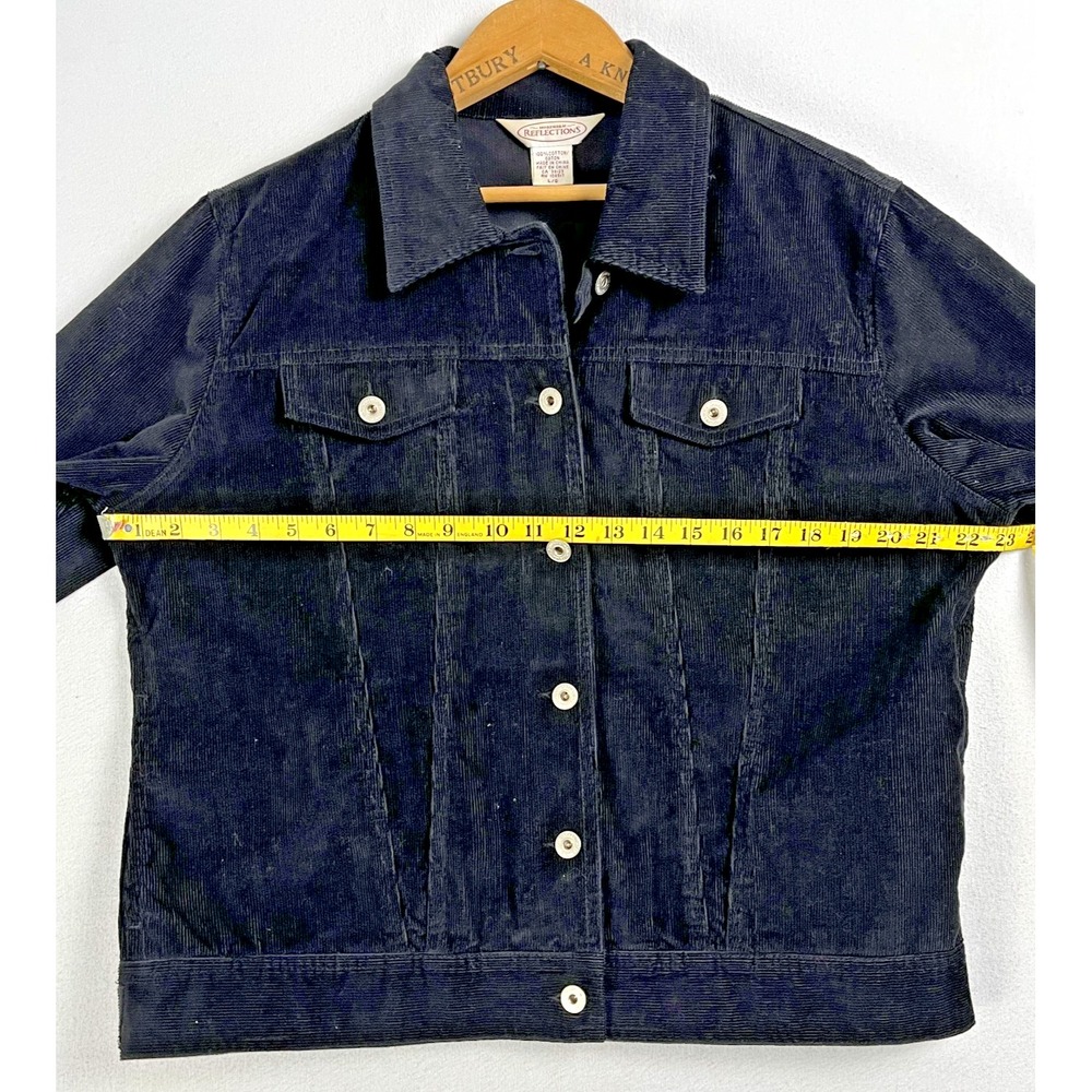 Vintage Black Corduroy Trucker Jacket Womens Size L Cotton Button - Picture 7 of 8